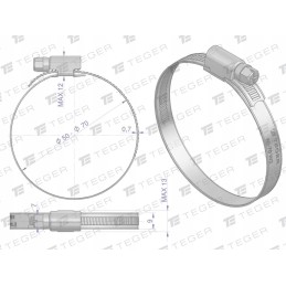 Clamping band 50 70 worm clamp W2 steel
