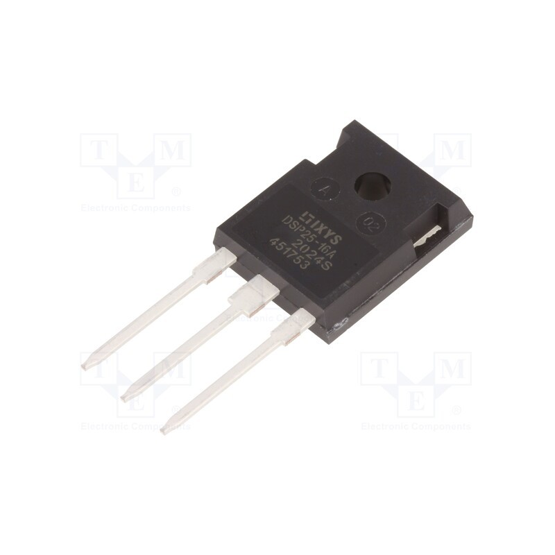1 pcs x IXYS - DSP25-16A - Diode: rectifying, THT, 1.6kV, 25A, , Ifsm: 300A, TO247-3, 160W