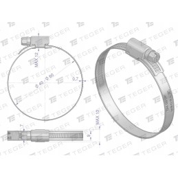 Clamping band 40 60 worm clamp W2 steel