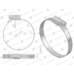 Clamping band 20 32 worm clamp W2 steel