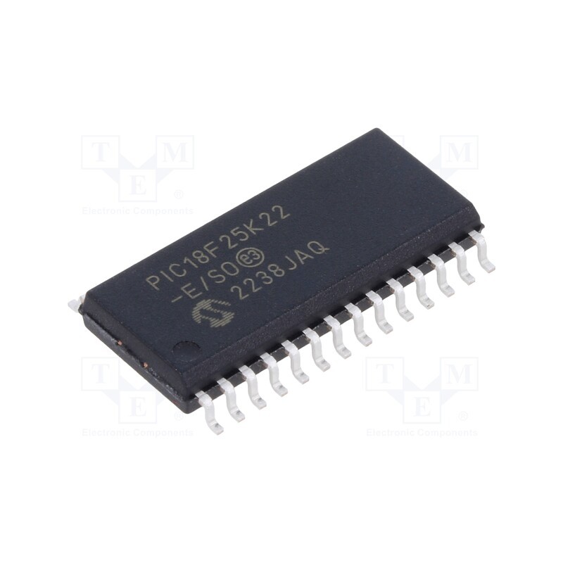 1 pcs x MICROCHIP TECHNOLOGY - PIC18F25K22-E/SO - IC: PIC microcontroller, 64MHz, 2.3÷5.5VDC, SMD, SO28-W, PIC18