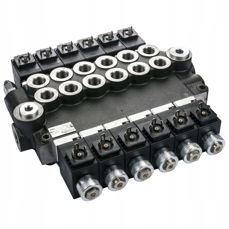Hydraulic distributor, 6 sections, 80l, 12v electric