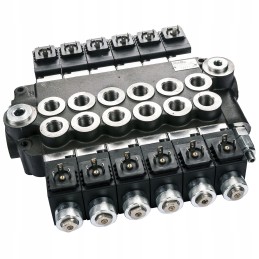 Hydraulic distributor, 6 sections, 80l, 12v electric