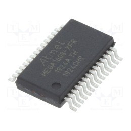 1 pcs x MICROCHIP TECHNOLOGY - ATMEGA1608-XF - IC: AVR microcontroller, SSOP28, Interface: I2C,PWM,SPI,UART x3