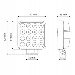 Halogen work lamp 16 LED 48W 12 24V 2 pcs set