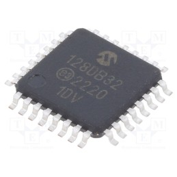 1 pcs x MICROCHIP TECHNOLOGY - AVR128DB32-I/PT - IC: AVR microcontroller, TQFP32, 1.8÷5.5VDC, Cmp: 3, AVR128, AVR-DA