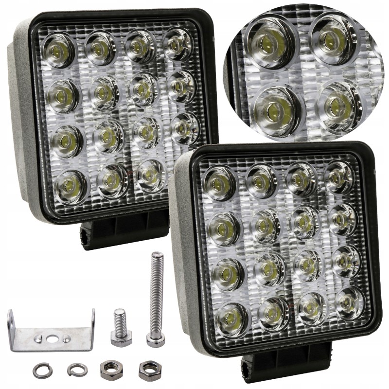Searchlight work lamp 16 LED 48W 12 24V 2 pcs set