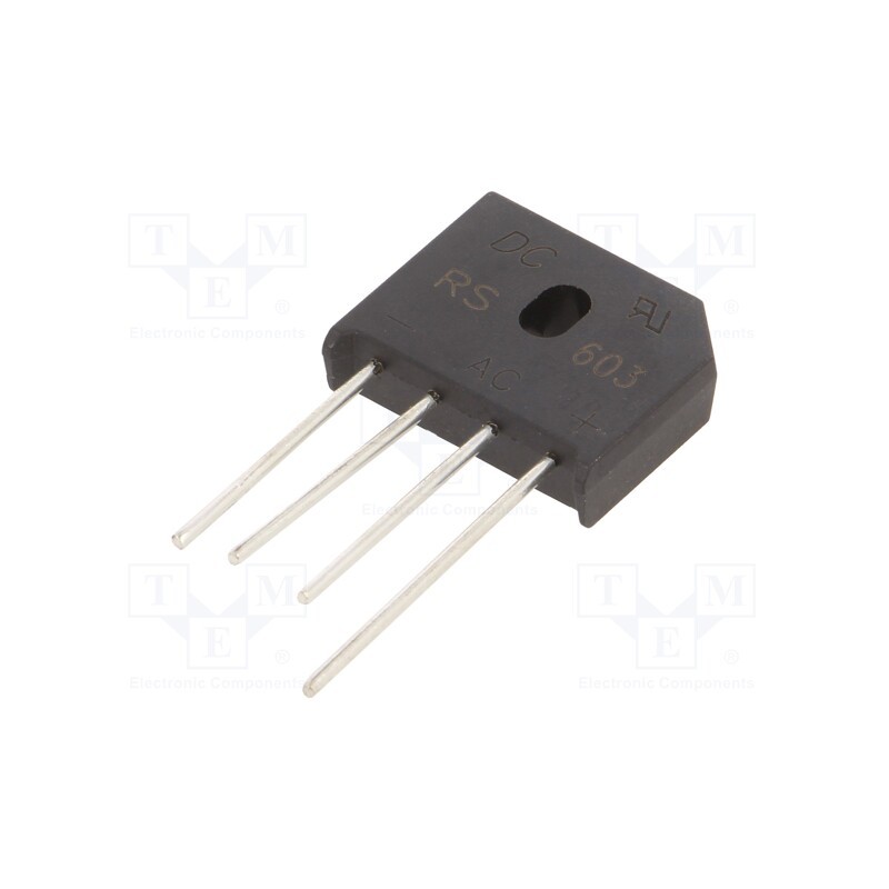 1 pcs x DC COMPONENTS - RS603 - Bridge rectifier: single-phase, Urmax: 200V, If: 6A, Ifsm: 150A