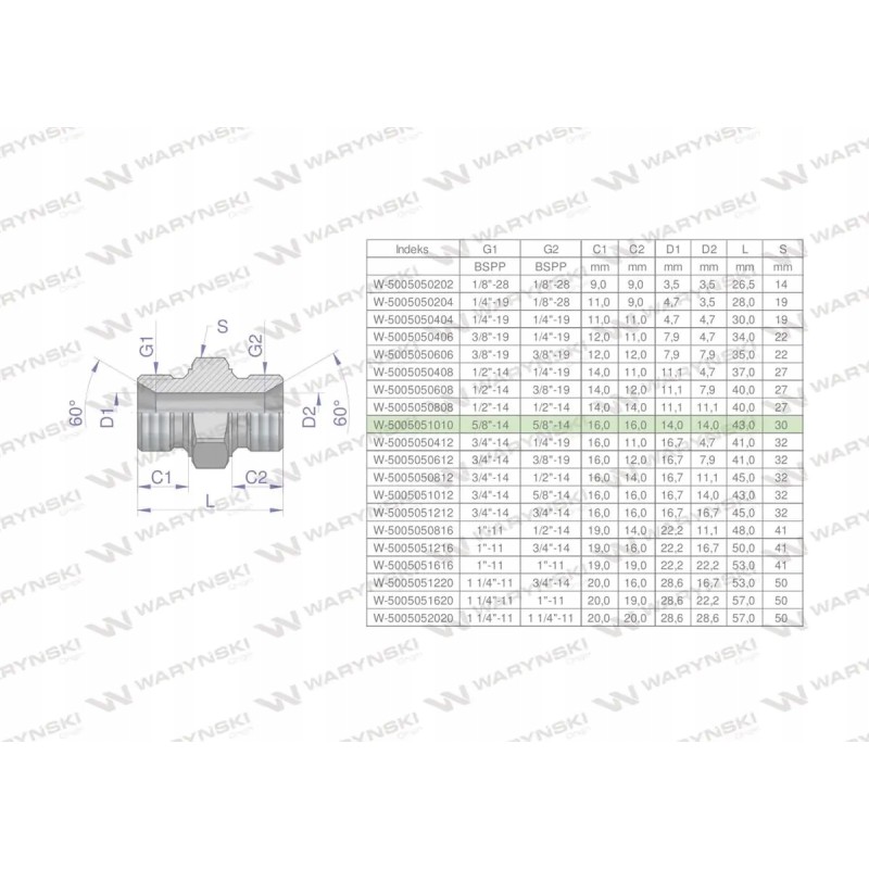 Inch hydraulic connector bb 5 8 bsp waryn