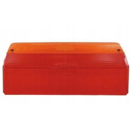 Red, orange, rectangular lamp shade
