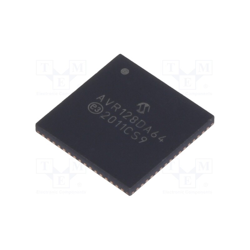 1 pcs x MICROCHIP TECHNOLOGY - AVR128DA64-I/MR - IC: AVR microcontroller, QFN64, 1.8÷5.5VDC, Cmp: 3, AVR128, AVR-DA