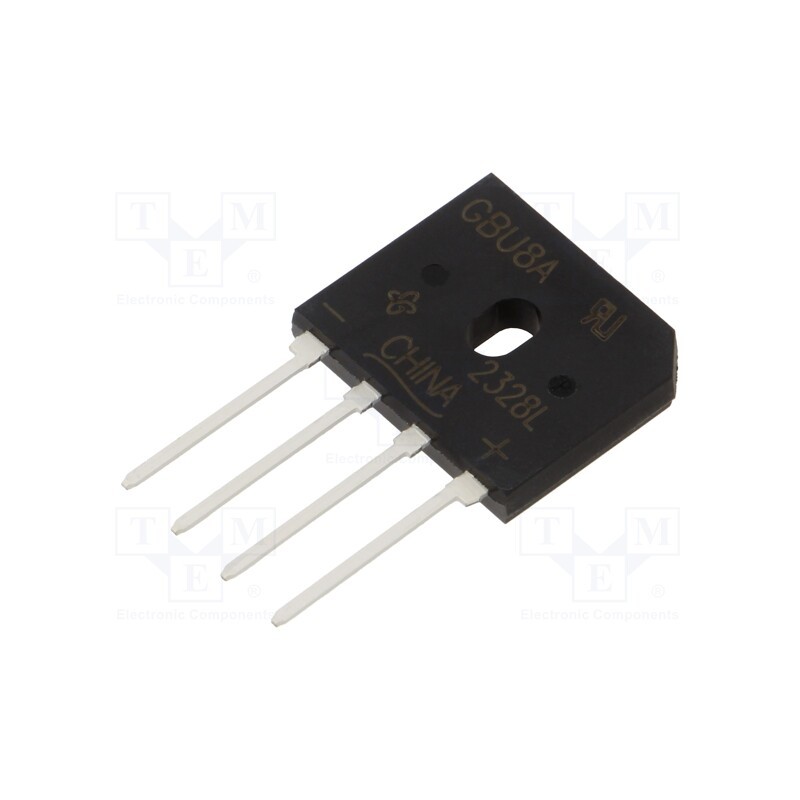 1 pcs x VISHAY - GBU8A-E3/51 - Bridge rectifier: single-phase, Urmax: 50V, If: 8A, Ifsm: 200A, flat