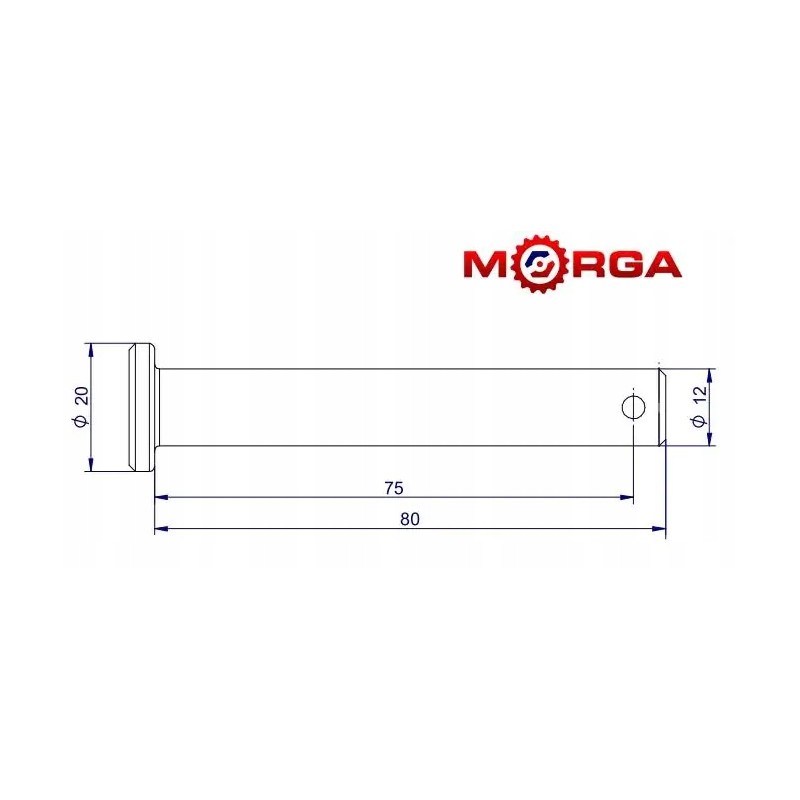 Pin 12h8x85 75 securing the c-axis pin 3