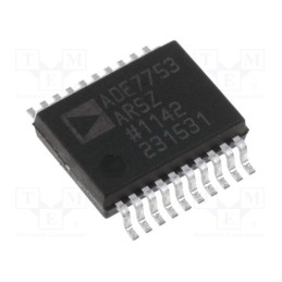 1 pcs x Analog Devices - ADE7753ARSZ - IC: electric energy meter, CF pulses,serial,SPI, SSOP20, 25mW