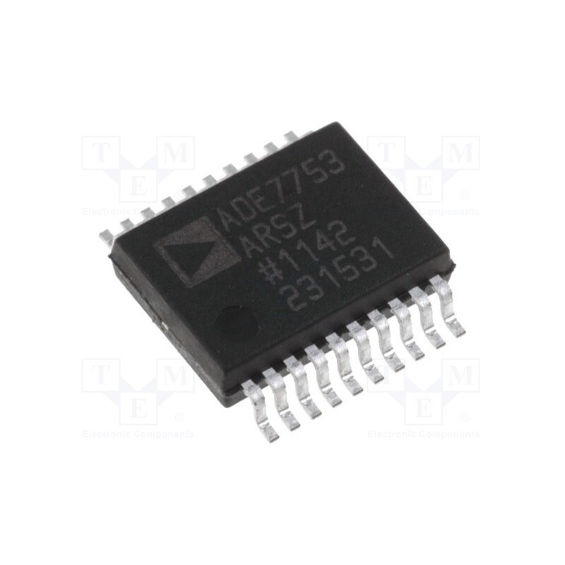 1 pcs x Analog Devices - ADE7753ARSZ - IC: electric energy meter, CF pulses,serial,SPI, SSOP20, 25mW