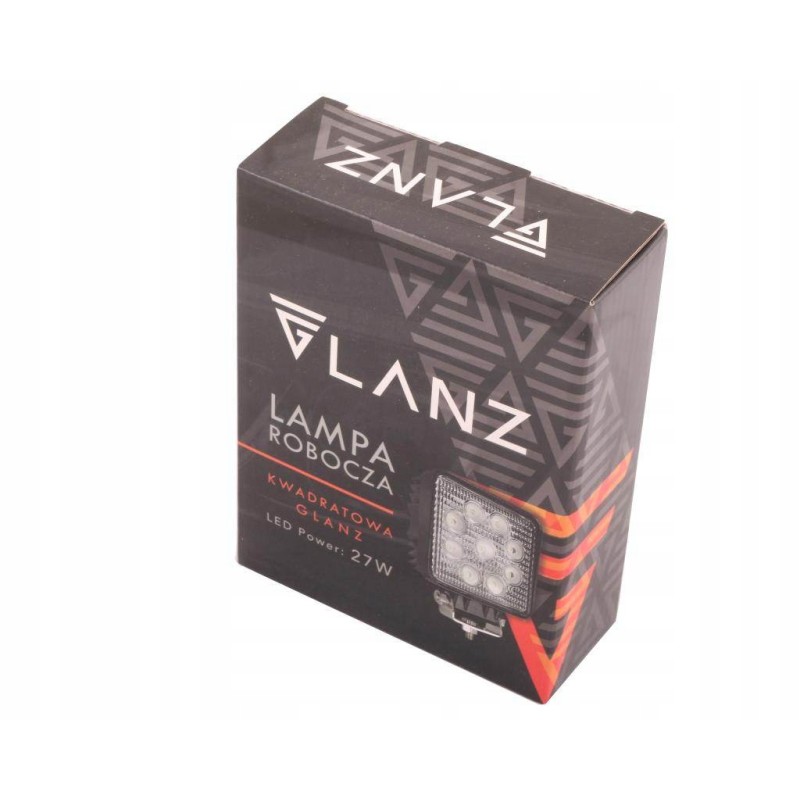 Square work lamp 27w 9 led glanz motogene