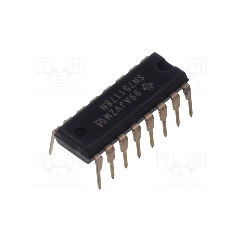 1 pcs x TEXAS INSTRUMENTS - SN751178N - IC: interface, receiver,driver, full duplex,RS422 / RS485