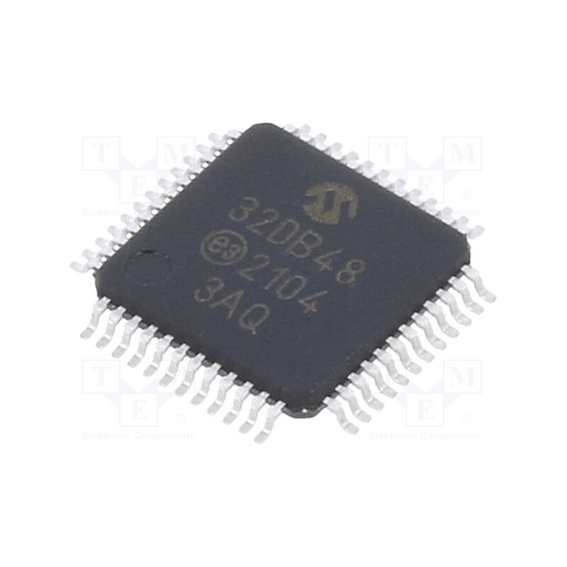 1 pcs x MICROCHIP TECHNOLOGY - AVR32DB48-I/PT - IC: AVR microcontroller, TQFP48, Ext.inter: 41, Cmp: 3, AVR32, 0.5mm