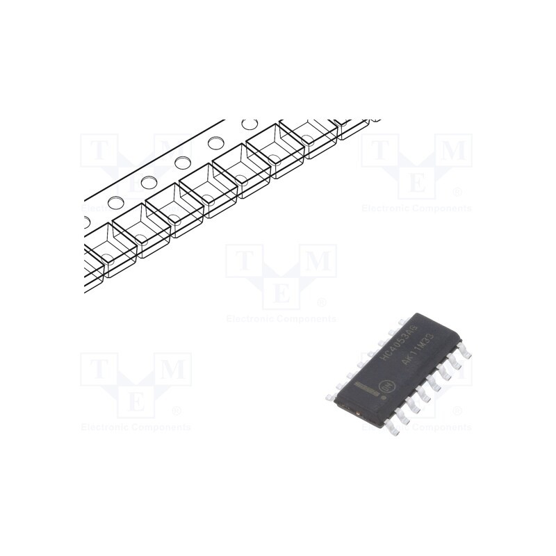 1 pcs x ONSEMI - MC74HC4053ADR2G - IC: digital, demultiplexer,multiplexer, Ch: 3, CMOS, SMD, SO16, HC