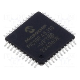 1 pcs x MICROCHIP TECHNOLOGY - PIC18F45J10-I/PT - IC: PIC microcontroller, 40MHz, 2.7÷3.6VDC, SMD, TQFP44, PIC18