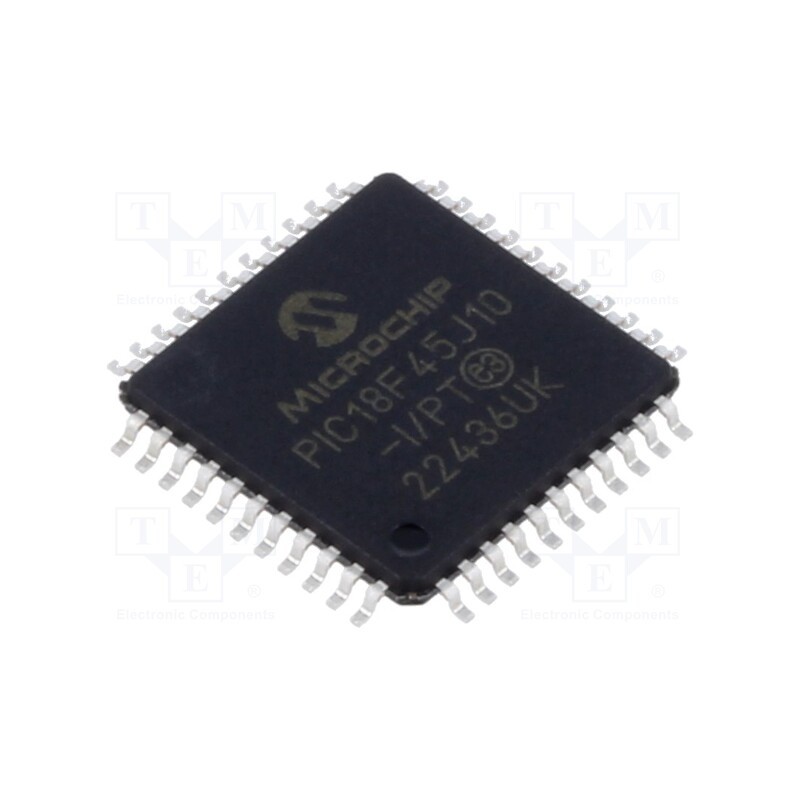 1 pcs x MICROCHIP TECHNOLOGY - PIC18F45J10-I/PT - IC: PIC microcontroller, 40MHz, 2.7÷3.6VDC, SMD, TQFP44, PIC18