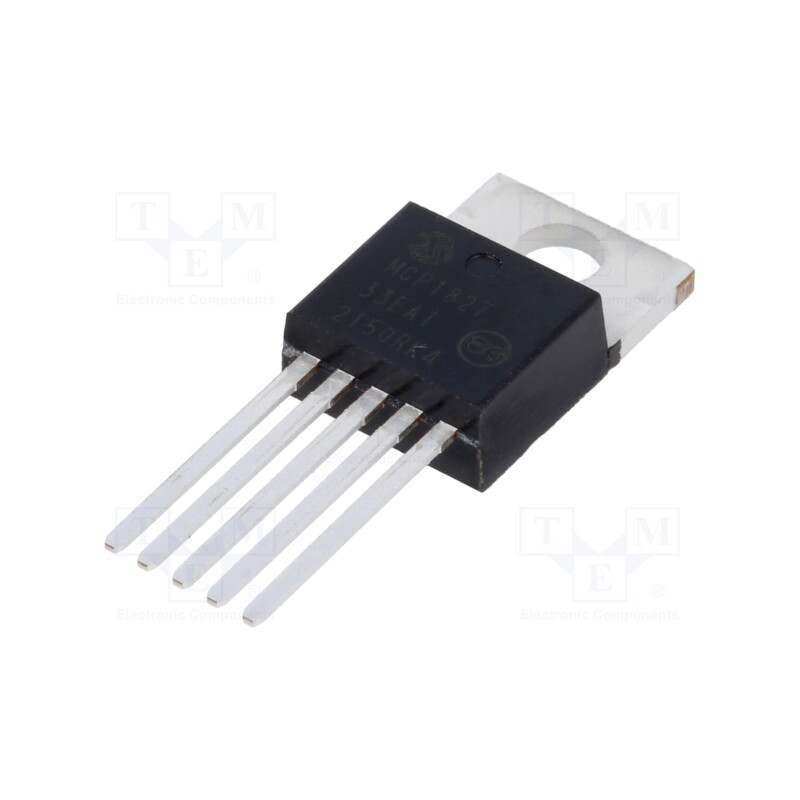 1 pcs x MICROCHIP TECHNOLOGY - MCP1827-3302E/AT - IC: voltage regulator, LDO,linear,fixed, 3.3V, 1.5A, TO220-5, THT