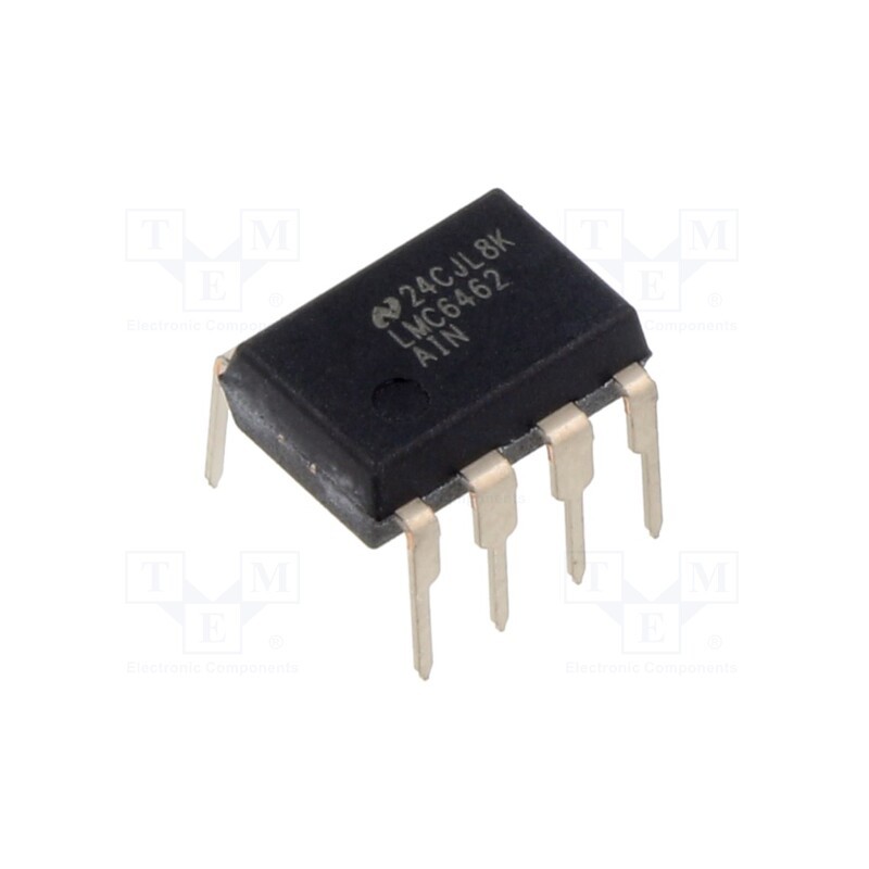 1 pcs x TEXAS INSTRUMENTS - LMC6462AIN/NOPB - IC: operational amplifier, 50kHz, Ch: 2, DIP8, 3÷15.5VDC,