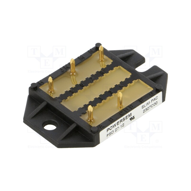 1 pcs x POWERSEM - PSD 27/12 - Bridge rectifier: three-phase, Urmax: 1.2kV, If: 28A, Ifsm: 85A, THT