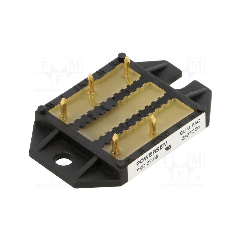 1 pcs x POWERSEM - PSD 27/08 - Bridge rectifier: three-phase, Urmax: 0.8kV, If: 28A, Ifsm: 85A, THT