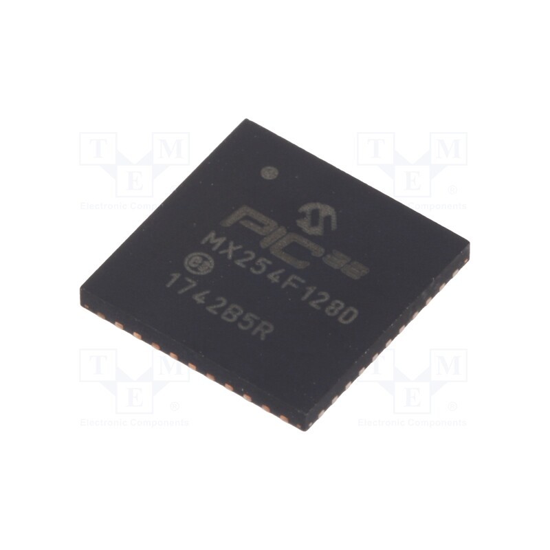 1 pcs x MICROCHIP TECHNOLOGY - PIC32MX254F128D-V/ML - IC: PIC microcontroller, 128kB, 2.3÷3.6VDC, SMD, QFN44, PIC32, 8MHz