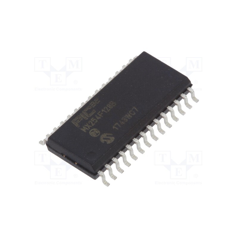 1 pcs x MICROCHIP TECHNOLOGY - PIC32MX254F128B-V/SO - IC: PIC microcontroller, 128kB, 2.3÷3.6VDC, SMD, SO28, PIC32, 8MHz