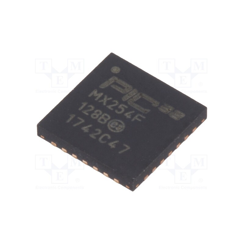 1 pcs x MICROCHIP TECHNOLOGY - PIC32MX254F128B-V/MM - IC: PIC microcontroller, 128kB, 2.3÷3.6VDC, SMD, QFN-S28, PIC32