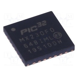 1 pcs x MICROCHIP TECHNOLOGY - PIC32MX230F064B-I/ML - IC: PIC microcontroller, 64kB, 2.3÷3.6VDC, SMD, QFN28, PIC32