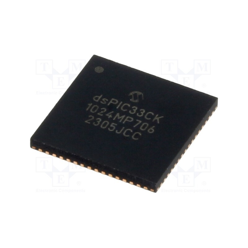 1 pcs x MICROCHIP TECHNOLOGY - DSPIC33CK1024MP706-E/MR - IC: dsPIC microcontroller, 1024kB, 128kBSRAM, QFN64, 3÷3.6VDC