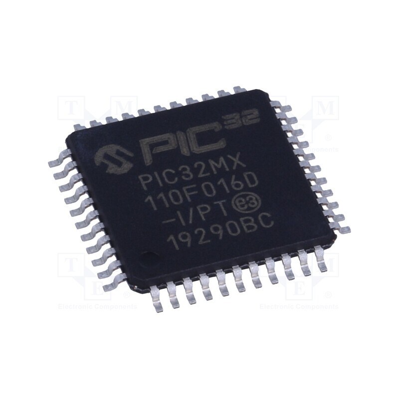 1 pcs x MICROCHIP TECHNOLOGY - PIC32MX110F016D-I/PT - IC: PIC microcontroller, 16kB, 2.3÷3.6VDC, SMD, TQFP44, PIC32
