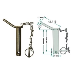 Lower hook pin, 135mm, category 2, galvanized