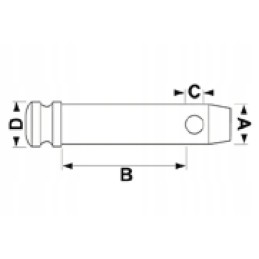 Lower link pin 22x44mm thread 5 8 ca
