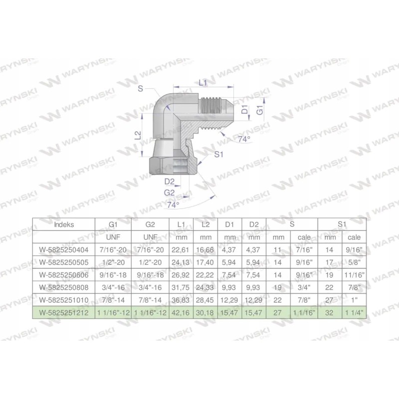 Hydraulic elbow inch ab 1 1 16 unf j