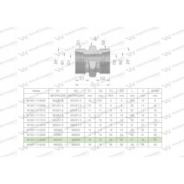 Metric hydraulic connector bb m45x2 35l x g w