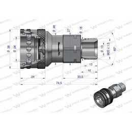 Hydraulic socket M20x with Euro Warynski thread