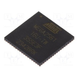 1 pcs x MICROCHIP TECHNOLOGY - ATMEGA2561-16MU - IC: AVR microcontroller, VQFN64, 1.8÷5.5VDC, Ext.inter: 17, Cmp: 1
