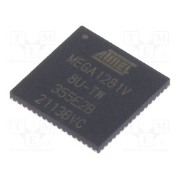 1 pcs x MICROCHIP TECHNOLOGY - ATMEGA1281V-8MU - IC: AVR microcontroller, VQFN64, 1.8÷5.5VDC, Ext.inter: 17, Cmp: 1