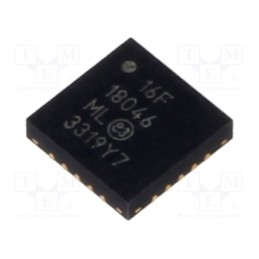 1 pcs x MICROCHIP TECHNOLOGY - PIC16F18046-I/ML - IC: PIC microcontroller, 28kB, 32MHz, EUSART,I2C,PWM,SPI, SMD