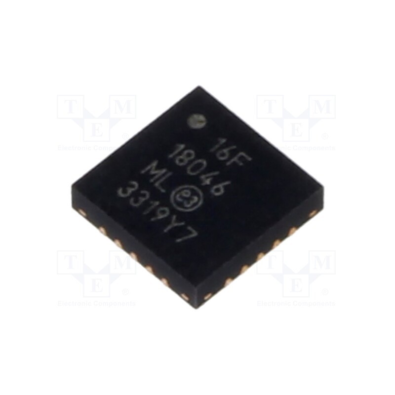 1 pcs x MICROCHIP TECHNOLOGY - PIC16F18046-I/ML - IC: PIC microcontroller, 28kB, 32MHz, EUSART,I2C,PWM,SPI, SMD