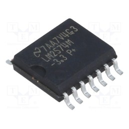 1 pcs x TEXAS INSTRUMENTS - LM2574M-3.3/NOPB - IC: PMIC, DC/DC converter, Uin: 4÷40VDC, Uout: 3.3VDC, 0.5A, SO14-W