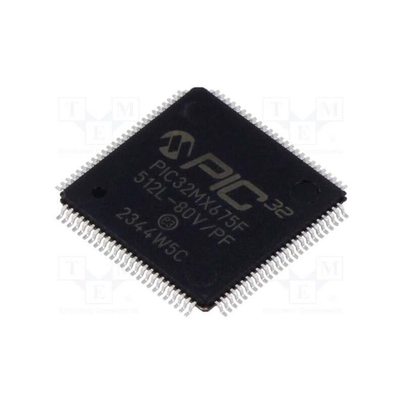 1 pcs x MICROCHIP TECHNOLOGY - PIC32MX675F512L-80V/PF - IC: PIC microcontroller, 512kB, 80MHz, 2.3÷3.6VDC, SMD, TQFP100-EP