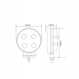 Round halogen work lamp 4 LED 9 32v 2800lm