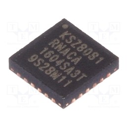 1 pcs x MICROCHIP TECHNOLOGY - KSZ8081RNACA - IC: transceiver, 10/100Base-T, MDC,MDI,MDI-X,MDIO,RMII, QFN24