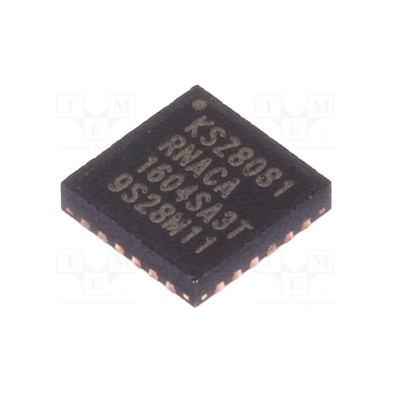 1 pcs x MICROCHIP TECHNOLOGY - KSZ8081RNACA - IC: transceiver, 10/100Base-T, MDC,MDI,MDI-X,MDIO,RMII, QFN24