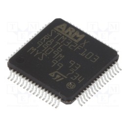 1 pcs x STMicroelectronics - STM32F103R8T6 - IC: ARM microcontroller, 72MHz, LQFP64, 2÷3.6VDC, 16bit timers: 4